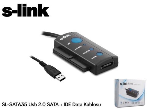 S-link SL-SATA35 Usb 2.0 to Sata + ıde Data Çevirici - S-LİNK