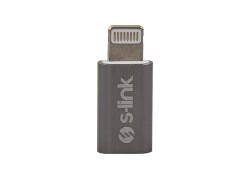 S-link SL-TA20M Gümüş Metal Gövde MicroUSB 5pin F to Lightning M Çevirici - 2