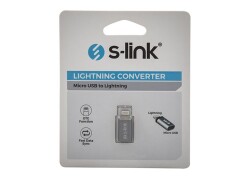 S-link SL-TA20M Gümüş Metal Gövde MicroUSB 5pin F to Lightning M Çevirici - 1