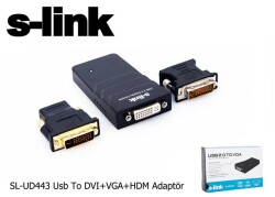 S-link SL-UD443 Usb To DVI+VGA Adaptör - 1
