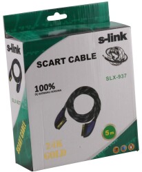 S-link SLX-937 Scart To Scart 5mt Gold Kılıflı Kablo - 1