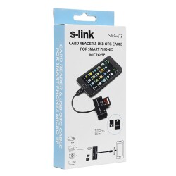 S-link SMG-423 Micro Usb to Cep Tel Kart Okuyucu + Hup Çevirici - 1