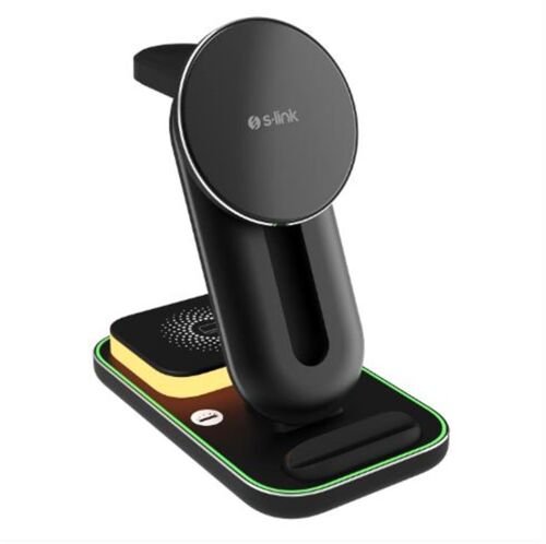 S-link SW-CWF117 Siyah Ayarlanabilir Standlı 15W 3 in 1 Magsafe Kablosuz Şarj Cihazıı - S-LİNK