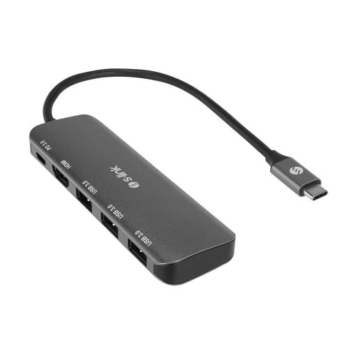 S-link SW-U518 Gri Metal USB 3.. to 3-USB3.0, 1-TypeC PD 1-4K HDMI Adaptör - S-LİNK