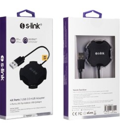 S-link Swapp SW-U212 Siyah Usb 2.0 4 Port Hub Kablolu Çevirici Adaptör - 1