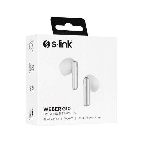 S-link Weber G10 Beyaz Dokunmatik Gerçek Kablosuz Bluetooth V5.1 TWS Mikrofonlu Kulaklık - S-LİNK