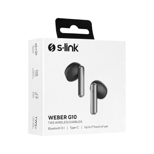 S-link Weber G10 Siyah Dokunmatik Gerçek Kablosuz Bluetooth V5.1 TWS Mikrofonlu Kulaklık - S-LİNK