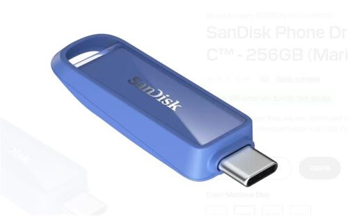 Sandisk SDIXS0N-256G-GN6ND 256GB Phone Drive with USB-C-128GB (Maritime Blue) Flash Bellek - SANDISK