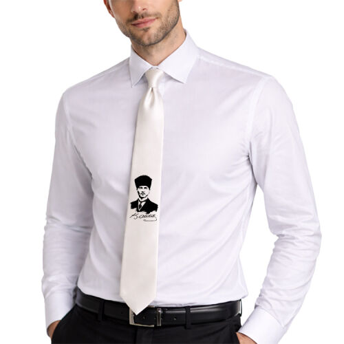 Saten Süblimasyon Beyaz Kravat - OFİSOMİ (1)