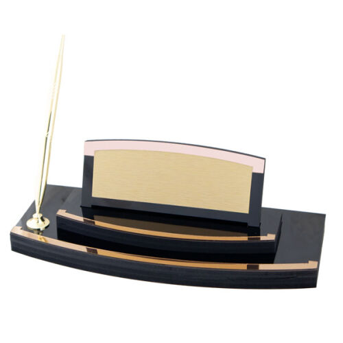 Siyah Ahşap Masa İsimliği - Tek Kalemli - OFİSOMİ-S