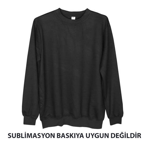 Siyah Pamuk Polyester Unisex Sweatshirt - Yetişkin - OFİSOMİ