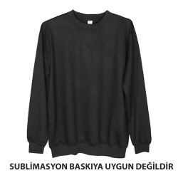 Siyah Pamuk Polyester Unisex Sweatshirt - Yetişkin - 1