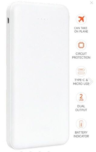 SnapMax SNP-3000 Beyaz 10.000 mah Powerbank 2x USB Çıkışlı 1 Type-C ve 1 Micro Girişli - SNAPRON (1)