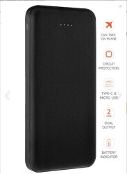 SnapMax SNP-3001 Siyah 10.000 mah Powerbank 2x USB Çıkışlı 1 Type-C ve 1 Micro Girişli - 2