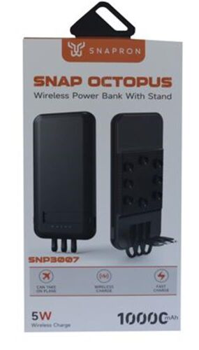 SnapMax SNP-3007 10.000 mah Siyah Vantuzlu Kablosuz ve 3in1 Kablolu Powerbank - SNAPRON