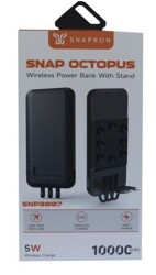 SnapMax SNP-3007 10.000 mah Siyah Vantuzlu Kablosuz ve 3in1 Kablolu Powerbank - 1