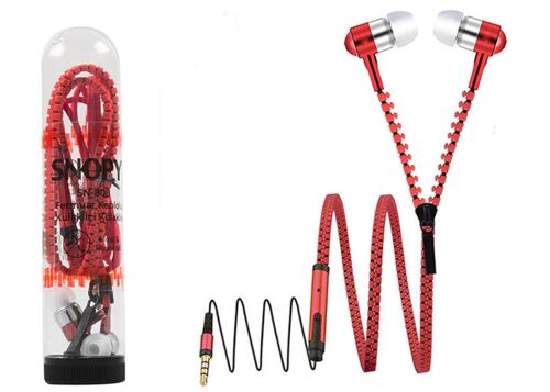 Snopy SN-808 Fermuar Kablolu Kırmızı Kulak İçi Kulaklık - SNOPY