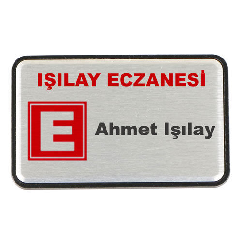 SPX Dikdörtgen Metal Yaka İsimliği (fırçalı gümüş) - OFİSOMİ-S (1)