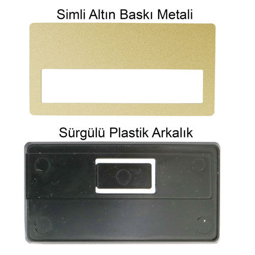 SPX Logi Sürgülü Metal Yaka İsimliği (simli altın) - OFİSOMİ-S (1)