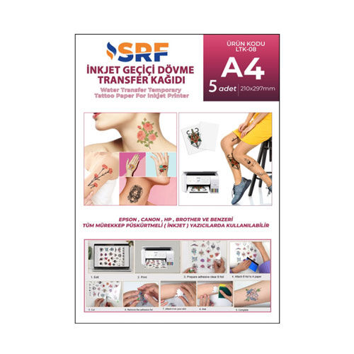 SRF İnkjet Tattoo (Geçici Dövme) Transfer Kağıdı (5 adet A4) - 1