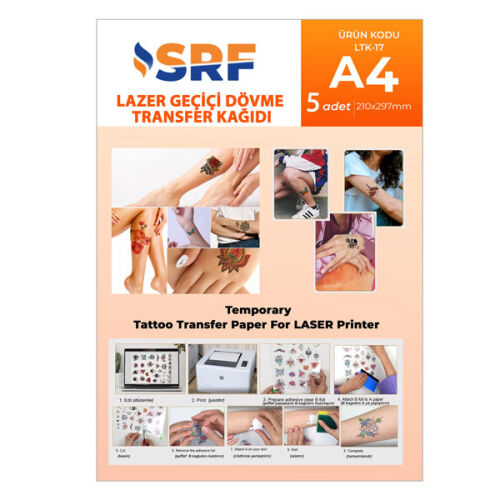 SRF LazerTattoo (Geçici Dövme) Transfer Kağıdı A4 (5 adet ) - OFİSOMİ-S