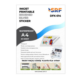 SRF Yapışkanlı İnkjet Fırçalı Gümüş Plastik Etiket (20 adet A4) - 1