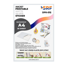 SRF Yapışkanlı İnkjet Mat Gümüş Plastik Etiket (20 adet A4) - 1