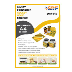 SRF Yapışkanlı İnkjet Parlak Altın Plastik Etiket (20 adet A4) - 1