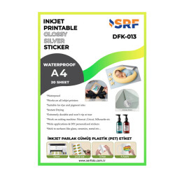SRF Yapışkanlı İnkjet Parlak Gümüş Plastik Etiket (20 adet A4) - 1