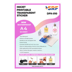 SRF Yapışkanlı İnkjet Şeffaf Plastik Etiket (20 adet A4) - 1