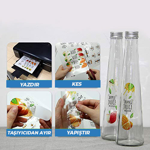 Yapışkanlı İnkjet Yarı Şeffaf Plastik Etiket (20 adet A4) - OFİSOMİ-S (1)