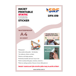 SRF Yapışkansız Statik Sök Tak Plastik Etiket (20 adet A4) - 1