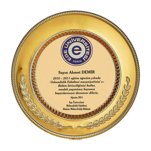 Sublimasyon 20 cm Altın Metal Tabak - Başak - OFİSOMİ-S (1)