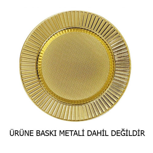 Sublimasyon 25 cm Altın Metal Tabak - Güneş - 3
