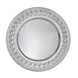 Sublimasyon 25 cm Gümüş Metal Tabak - Güllü - 4