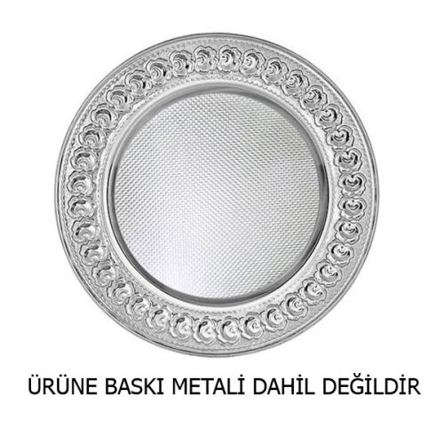 Sublimasyon 25 cm Gümüş Metal Tabak - Güllü - 5