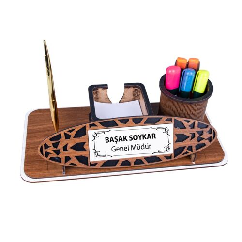 Süblimasyon Ahşap Kalemli Müdür Masa isimliği - 17x33cm. - OFİSOMİ-T