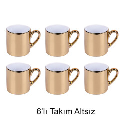 Süblimasyon Altsız Promosyon Porselen Türk Kahve Fincanı - 6'lı Aynalı Altın - 4