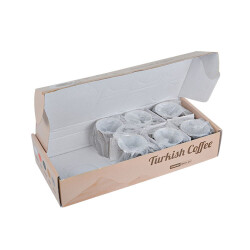 Süblimasyon Altsız Promosyon Porselen Türk Kahvesi Fincanı - 6'lı Aynalı Gümüş - 2