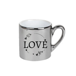 Süblimasyon Altsız Promosyon Porselen Türk Kahvesi Fincanı - 6'lı Aynalı Gümüş - 3