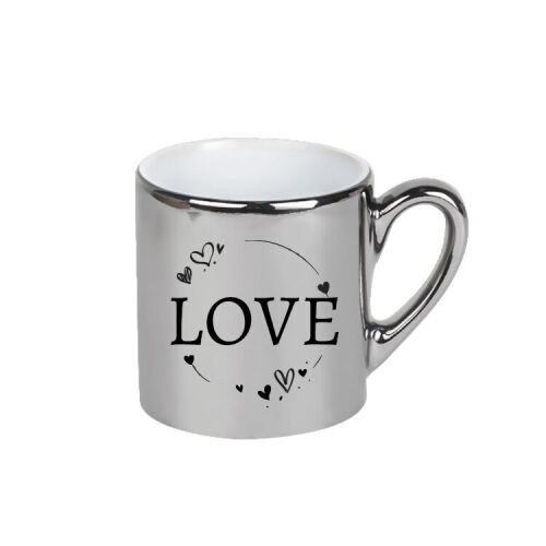 Süblimasyon Altsız Promosyon Porselen Türk Kahvesi Fincanı - 6'lı Aynalı Gümüş - 3