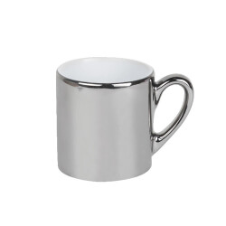 Süblimasyon Altsız Promosyon Porselen Türk Kahvesi Fincanı - 6'lı Aynalı Gümüş - 4