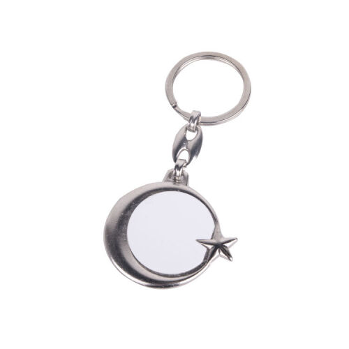 Süblimasyon Ay Yıldızlı Çift Taraflı Metal Anahtarlık - 2'li Paket - OFİSOMİ-T