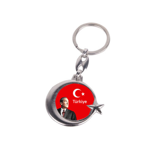 Süblimasyon Ay Yıldızlı Çift Taraflı Metal Anahtarlık - 2'li Paket - OFİSOMİ-T (1)