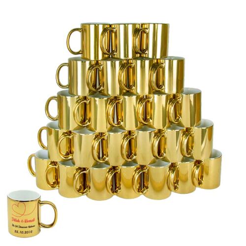 Süblimasyon Aynalı Gold - Altın Metalik Kupa Bardak - OFİSOMİ-T