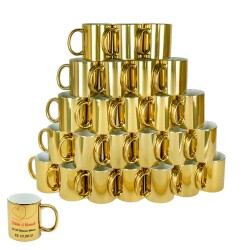 Süblimasyon Aynalı Gold - Altın Metalik Kupa Bardak - 1