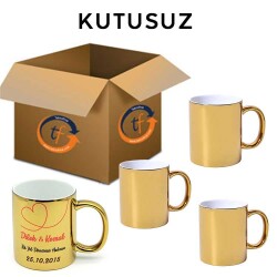 Süblimasyon Aynalı Gold - Altın Metalik Kupa Bardak - 6