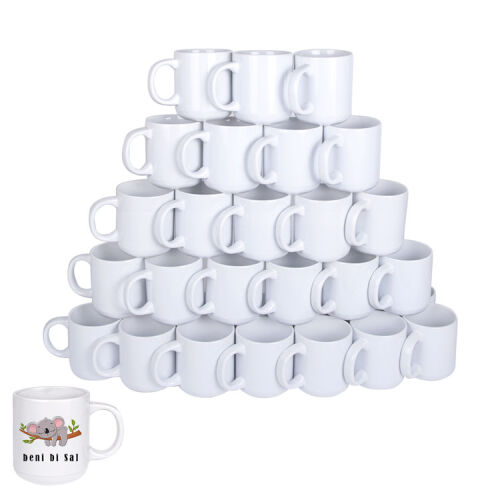 Süblimasyon Bella Beyaz Porselen Kupa Bardak - Koli - OFİSOMİ-T