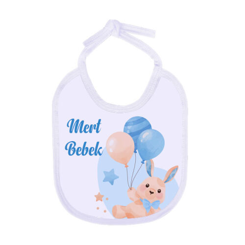 Süblimasyon Beyaz Biyeli Bebek Önlüğü - OFİSOMİ-T (1)