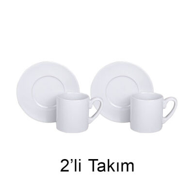 Süblimasyon Beyaz Porselen Türk Kahvesi Fincanı - 2'li Set - 1